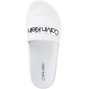 Calvin Klein Mens Adult Casual Pool Slides Logo White Color Sandals Size 12M